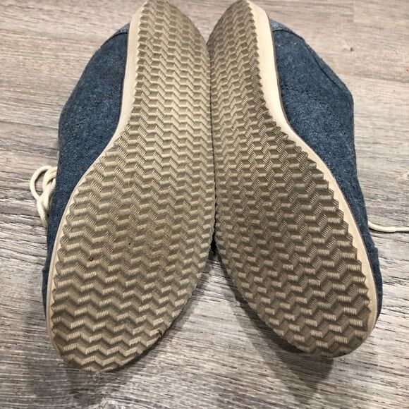 TOMS Brogue Kids Youth Boys Blue Denim Casual Oxford Dress Shoes Size 4Y - Picture 9 of 10